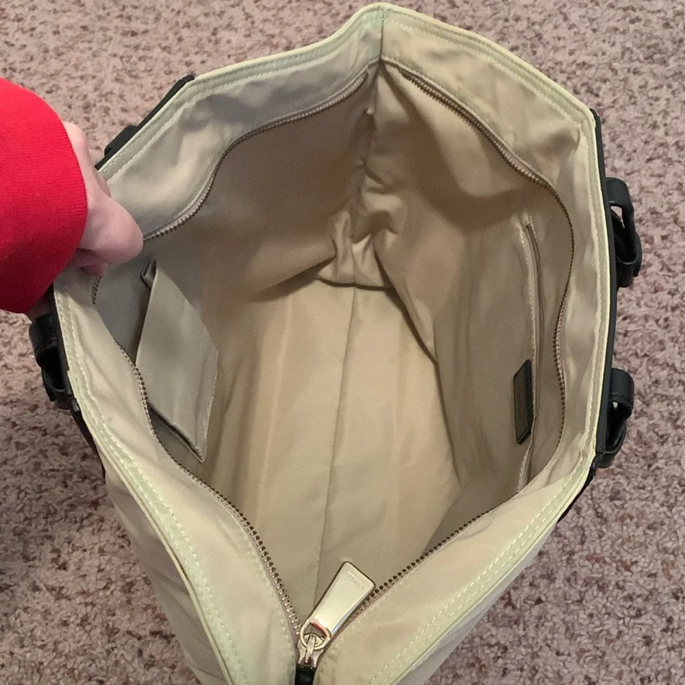 FURLA beige nylon and leather zippered tote. - Picture 7 of 9